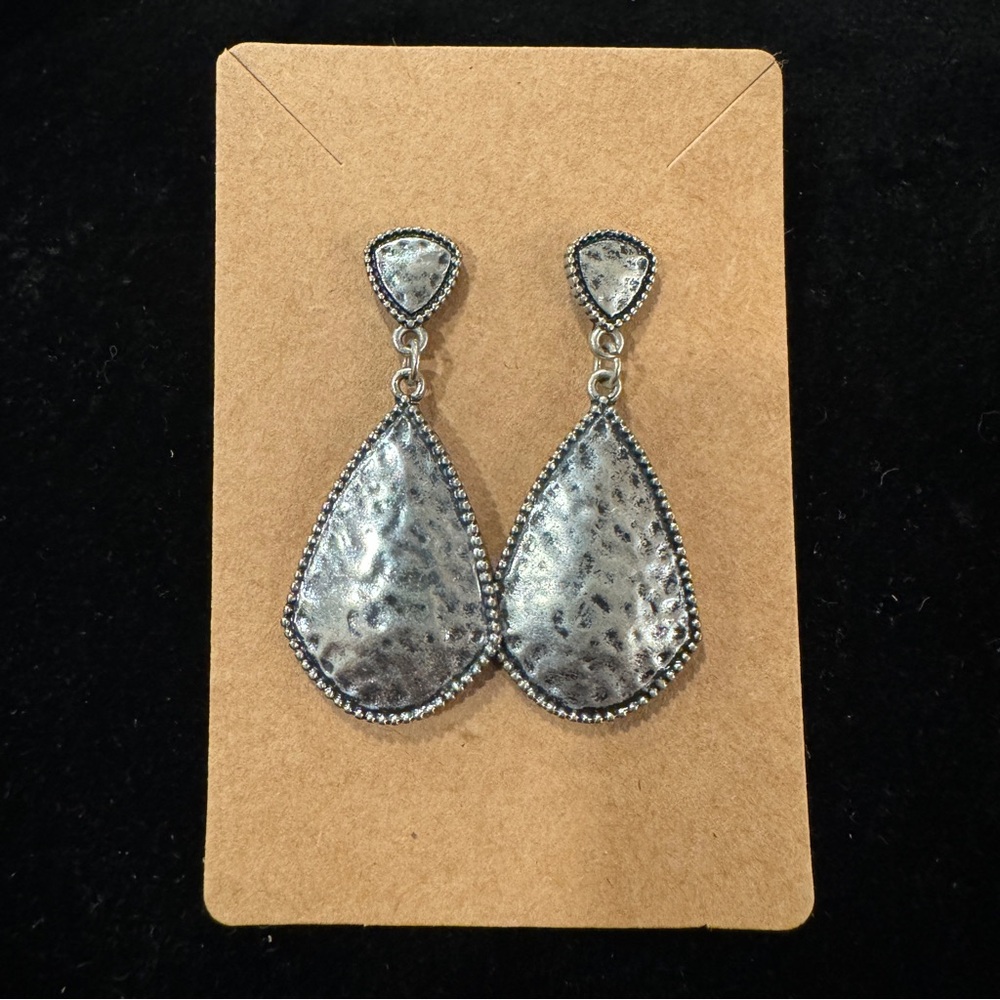 Metal Hammered Dangle Earrings